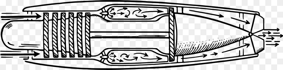 Labeled Jet Engine Diagram, Gray Png Image