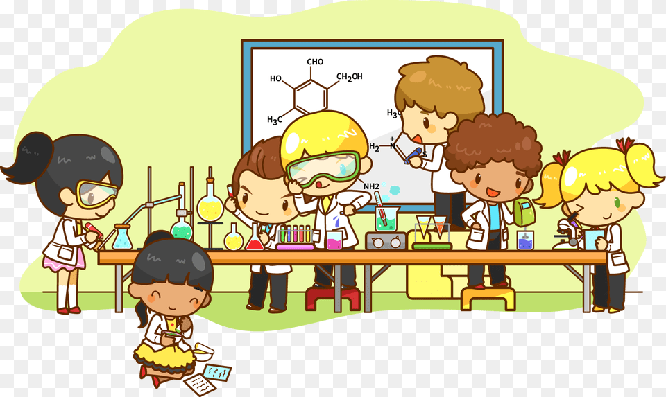 Laboratory Experiment Chemistry Transprent Students Doing Experiment Clipart, Book, Comics, Publication, Baby Png