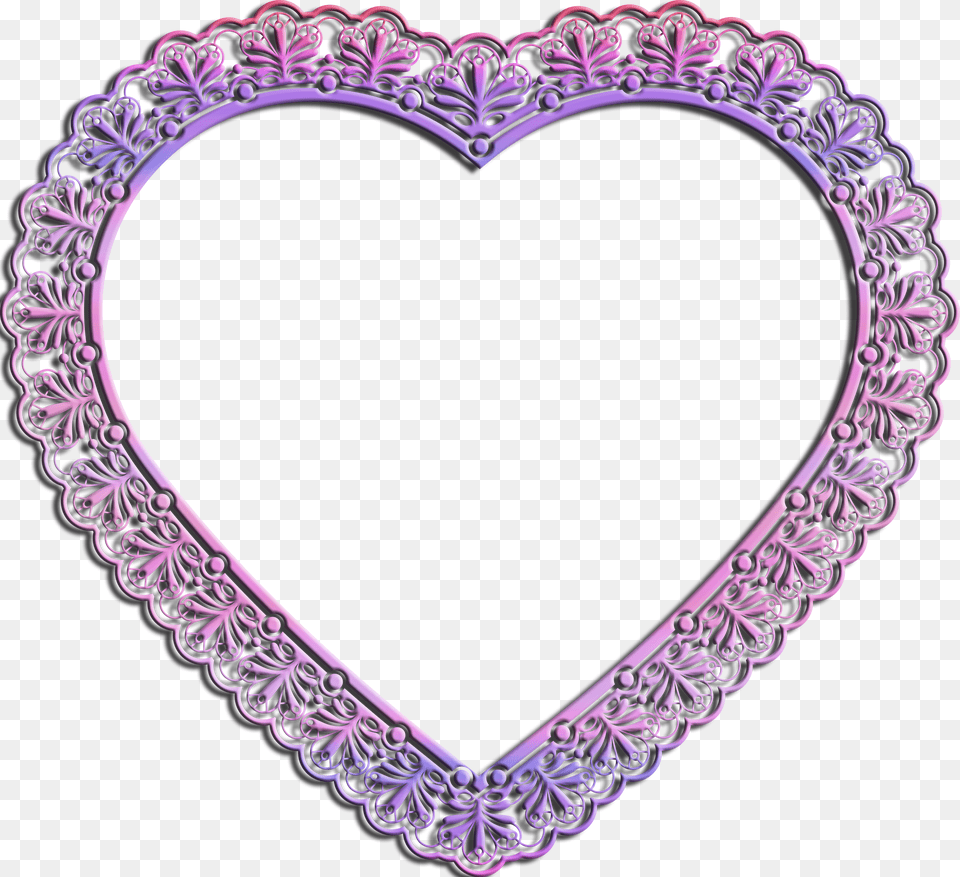 Lace Heart Frame Download Heart, Purple Png