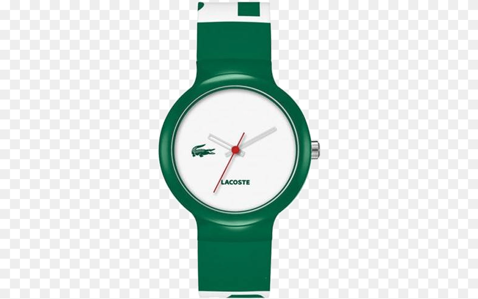 Lacoste Goa Quartz Watch Black Rubber Strap Amp Green Lacoste Goa Green And White Silicone Unisex Watch, Arm, Body Part, Person, Wristwatch Png Image