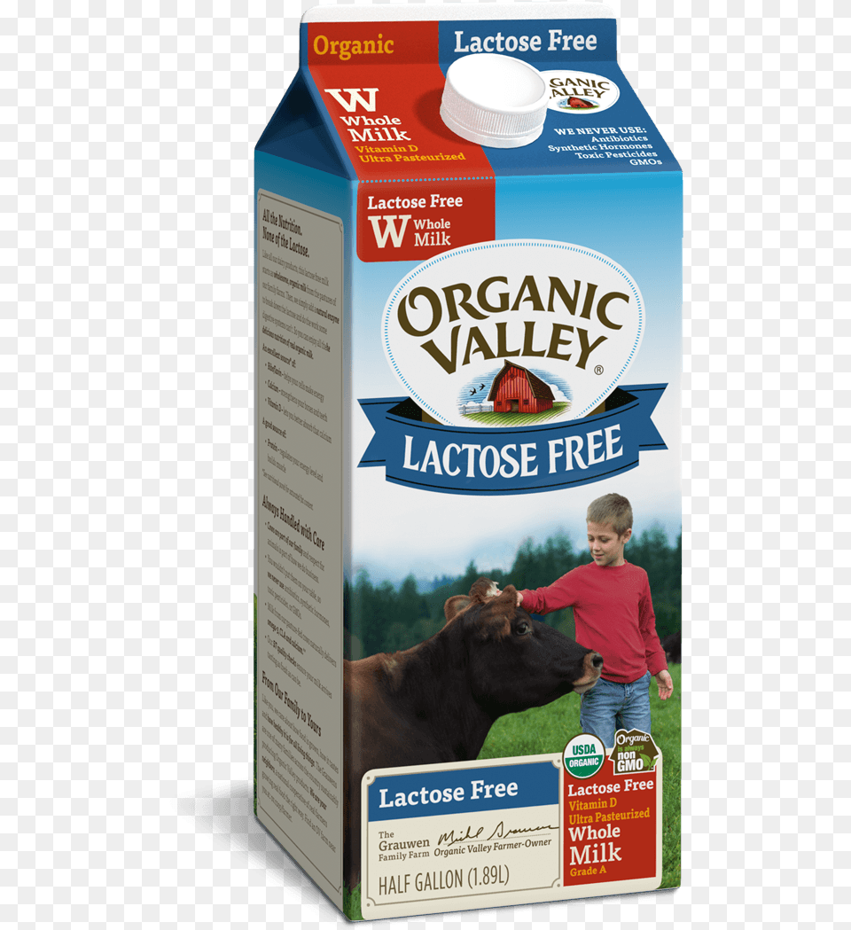 Lactose Free Whole Milk Ultra Pasteurized Half Gallon Organic Valley Lactose Free Whole Milk, Person, Boy, Child, Male Png
