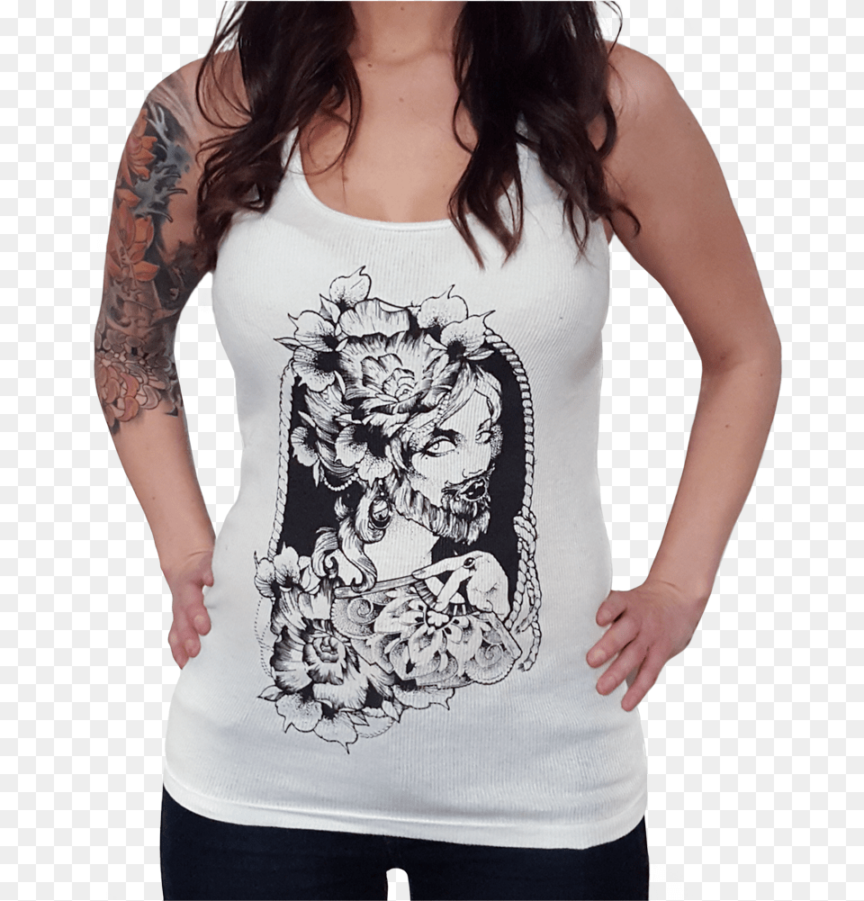 Ladies Bearded Lady Tank Top, Clothing, Tank Top, T-shirt, Adult Png