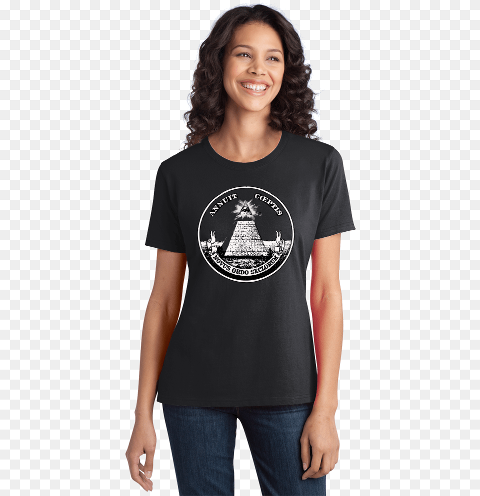 Ladies Black Eye Of Providence Pyramid Shirt, Clothing, T-shirt, Adult, Person Png