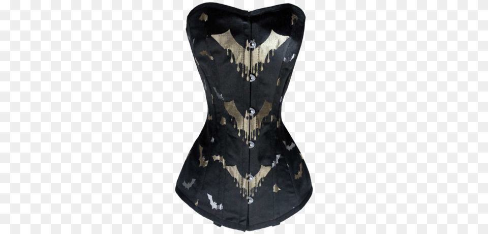 Ladies Brocade Corset With Bats Corset, Clothing, Hoodie, Knitwear, Sweater Png