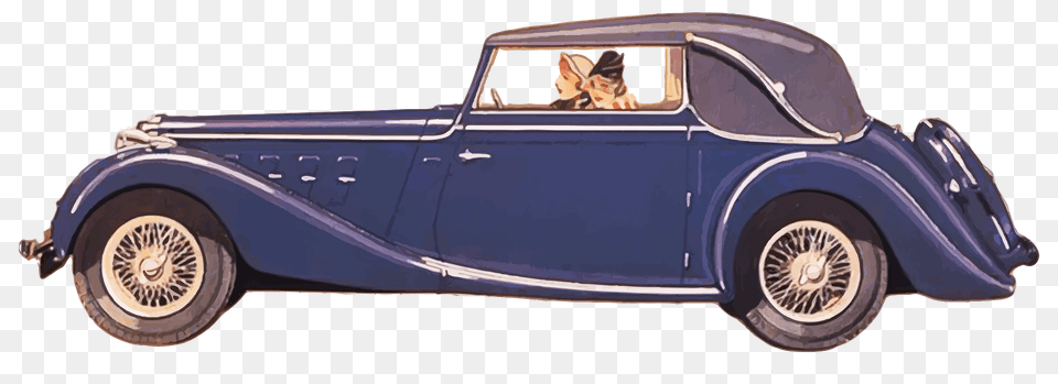 Ladies Driving Vintage Car Clipart, Transportation, Vehicle, Hot Rod, Antique Car Free Transparent Png