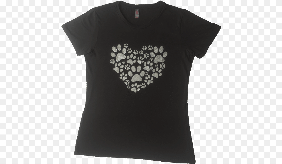 Ladies Heart With Paw Prints T Shirt Active Shirt, Clothing, T-shirt Free Transparent Png