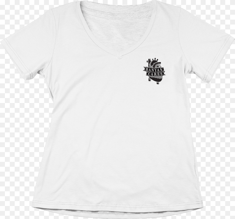 Ladies Left Chest Heart V Neck T Shirt T Shirt Black Design Logo, Clothing, T-shirt Png Image