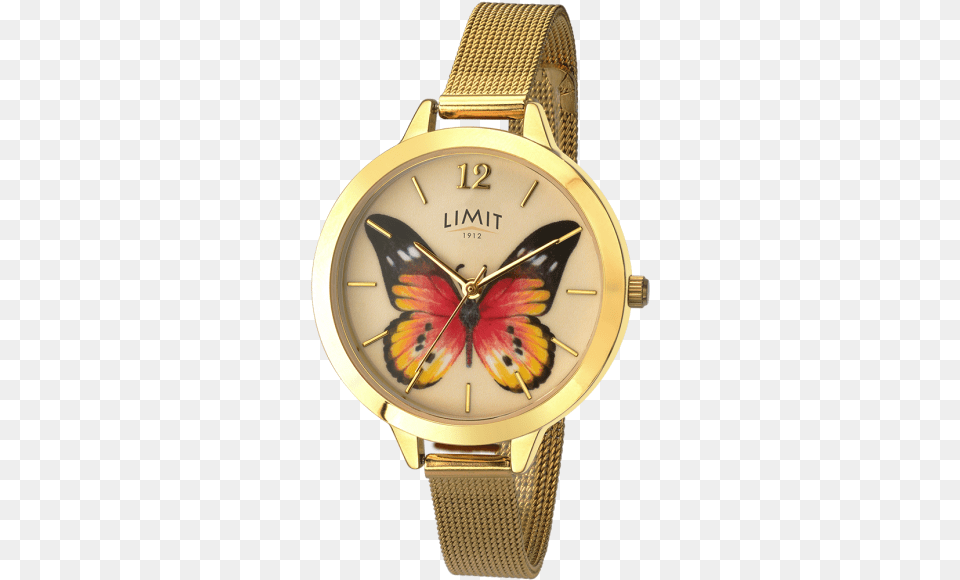Ladies Limit Gold Coloured Delicate Print Stainless, Arm, Body Part, Person, Wristwatch Png