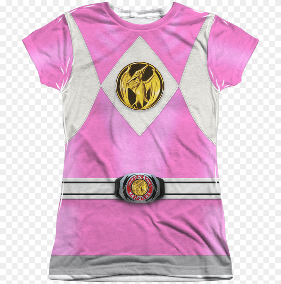 Ladies Pink Ranger Sublimation Shirt Power Rangers Pink Shirt, Clothing, T-shirt, Person Free Transparent Png