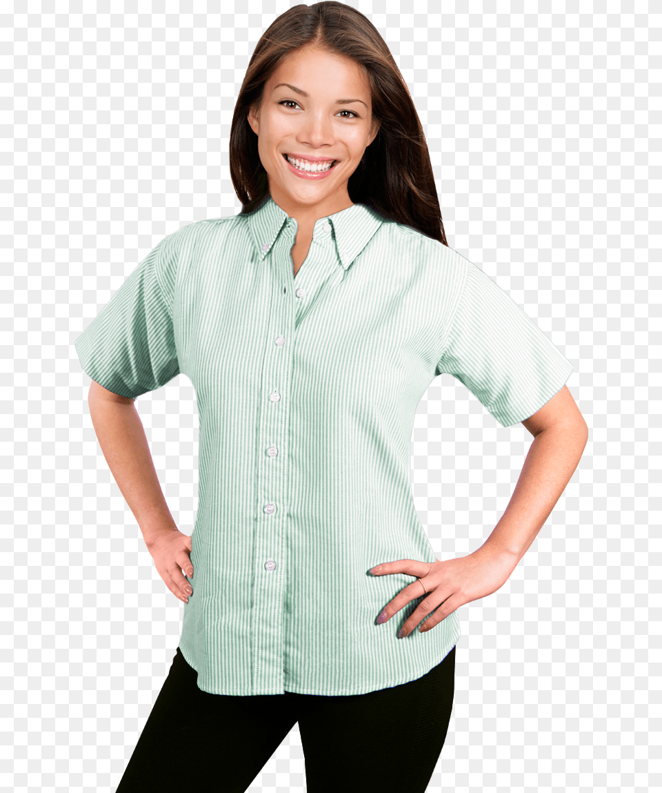 Ladies Short Sleeve Oxford Girl, Blouse, Clothing, Shirt, Adult Free Png