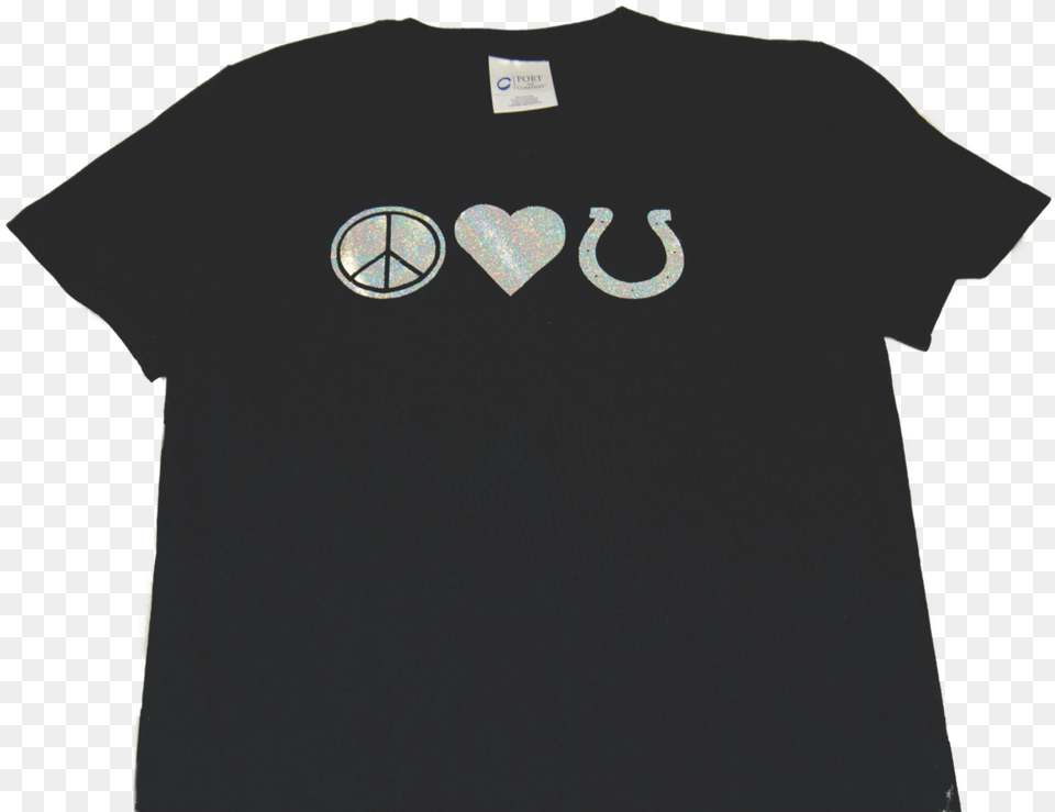 Ladies T Shirt With Peace Love Horseshoe Embellishment, Clothing, T-shirt, Adult, Male Png