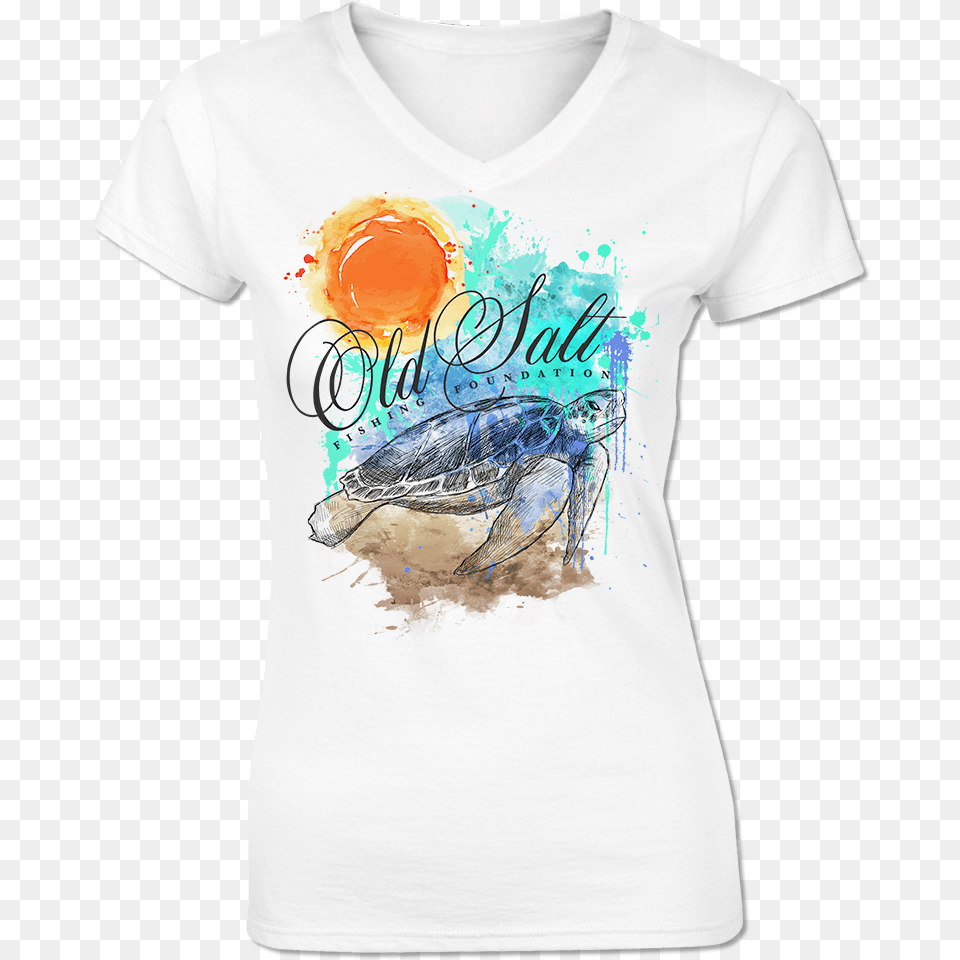 Ladies V Neck Cottonpoly Blend Fishing Tee Marlin, Clothing, T-shirt, Animal, Reptile Png