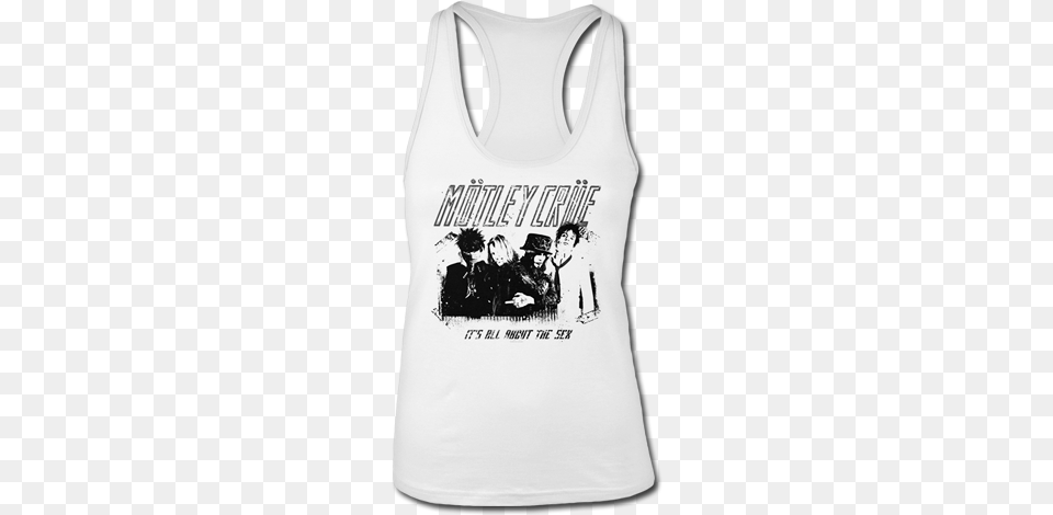 Ladies White Stencil Photo Racer Back Tank Motley Crue Stencil Mens White Tshirt X Large, Clothing, Tank Top, Person, Adult Free Transparent Png