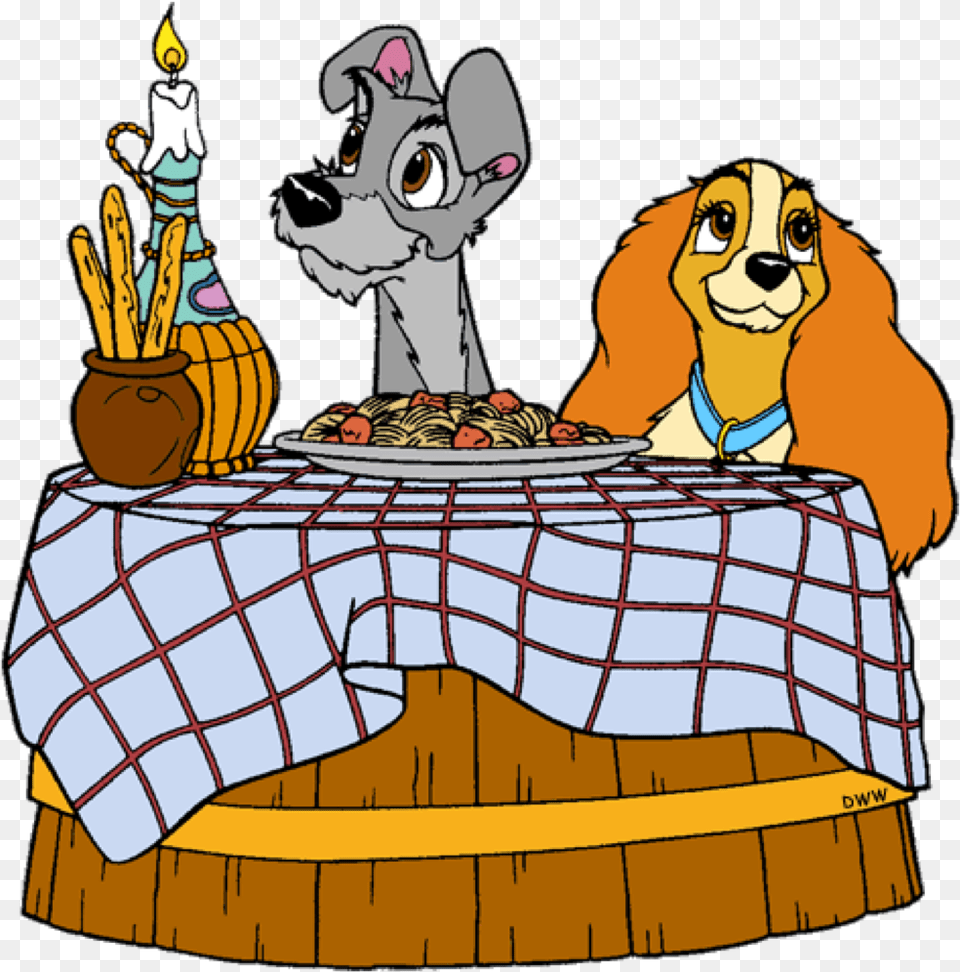 Lady And The Tramp Fond D39cran Titled Clip Belle Et Le Clochard, Tablecloth, Food, Dessert, Cream Png Image