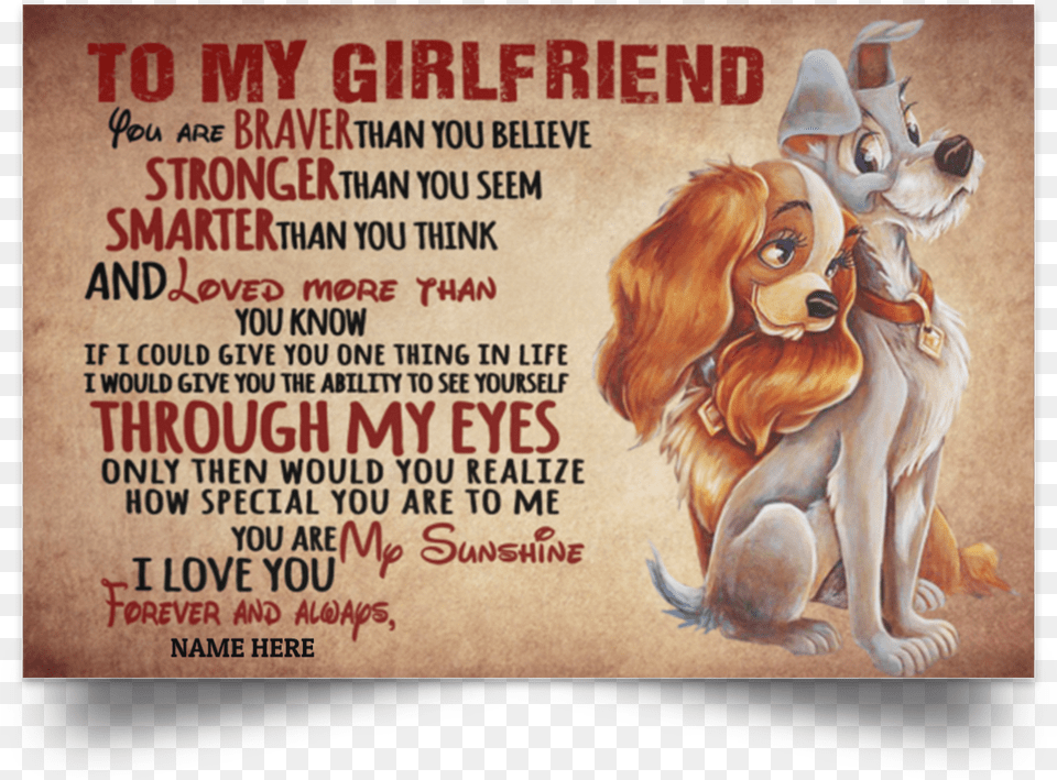 Lady And The Tramp Quote Poster, Advertisement, Animal, Lion, Mammal Png Image