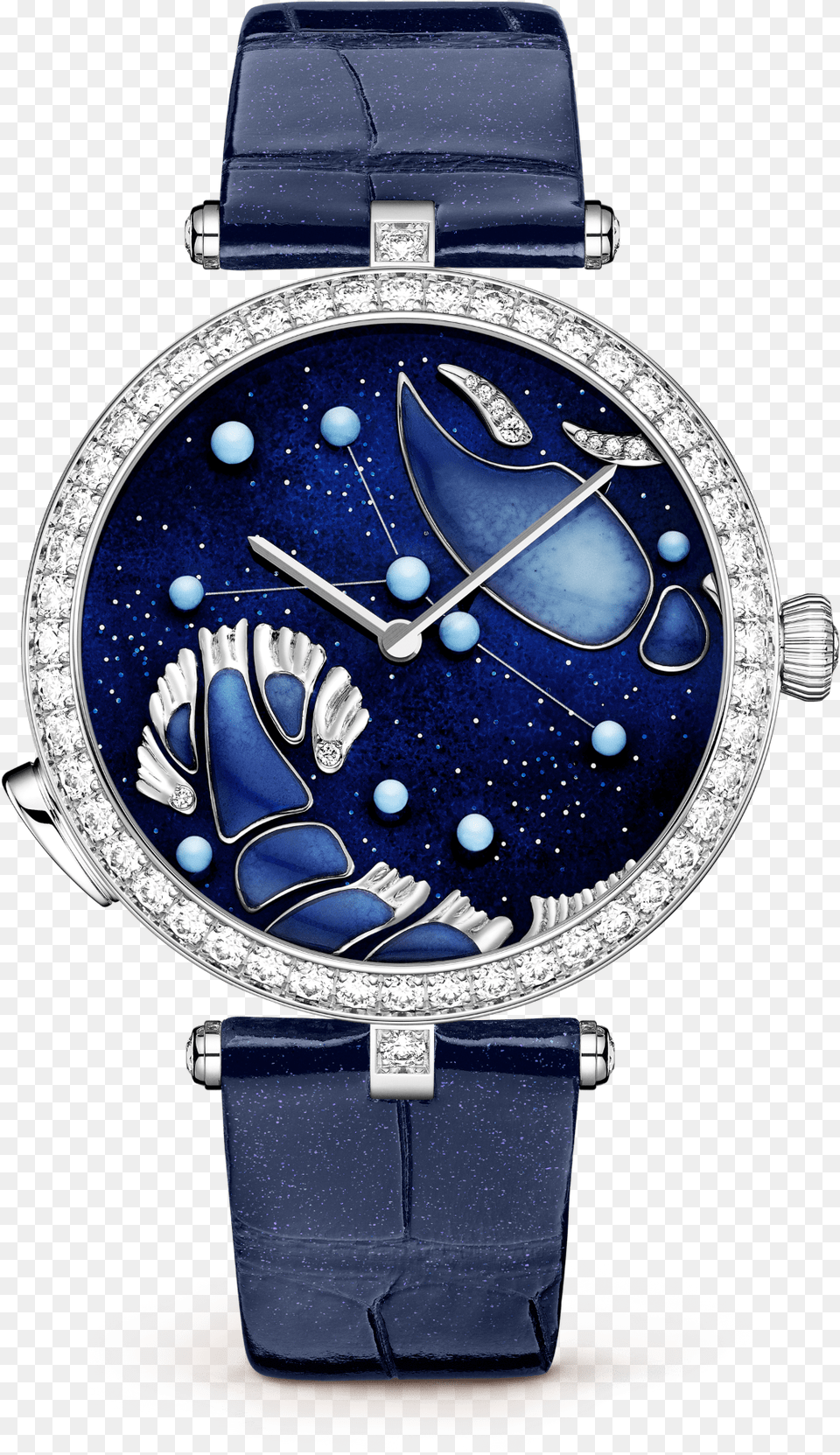 Lady Arpels Zodiac Lumineux Cancer Watchpearly Alligator Van Cleef Leo Watch, Arm, Body Part, Person, Wristwatch Free Png