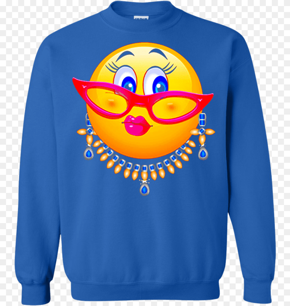 Lady Bling Face Emoji Costume Lady Bling Face Emoji Costume Smiley Funny Emoticon, Clothing, Sweatshirt, Knitwear, Sweater Png
