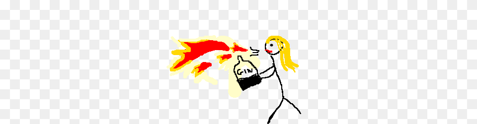 Lady Blows Fire Breath With A Bottle Of Gin Drawing, Dynamite, Weapon Png