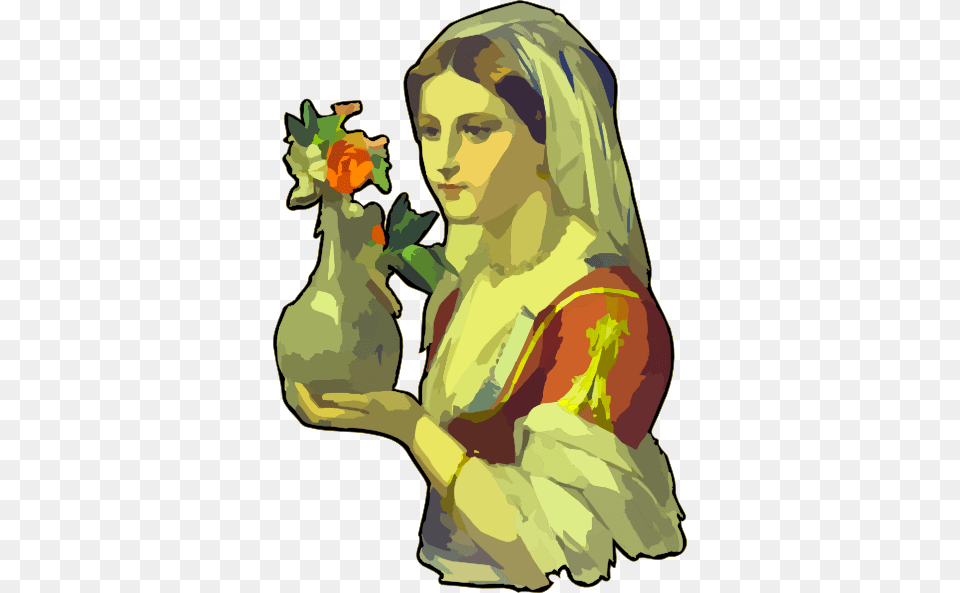 Lady Carrying Flower Vase Clip Art, Adult, Female, Person, Woman Png