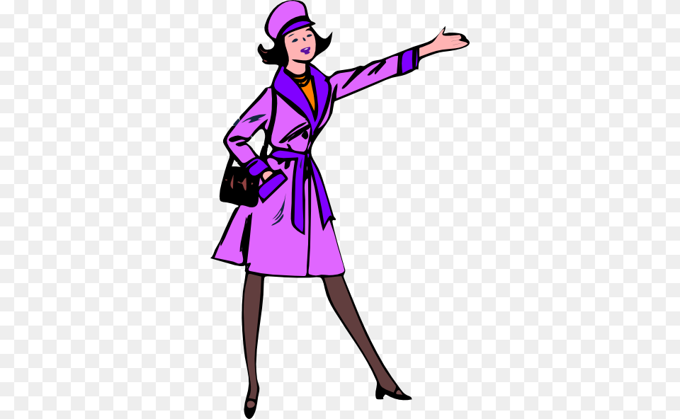 Lady Clip Art, Purple, Clothing, Coat, Sleeve Png