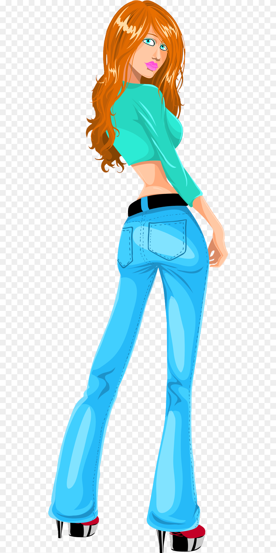 Lady Clipart Standing Cartoon, Clothing, Pants, Jeans, Adult Free Png
