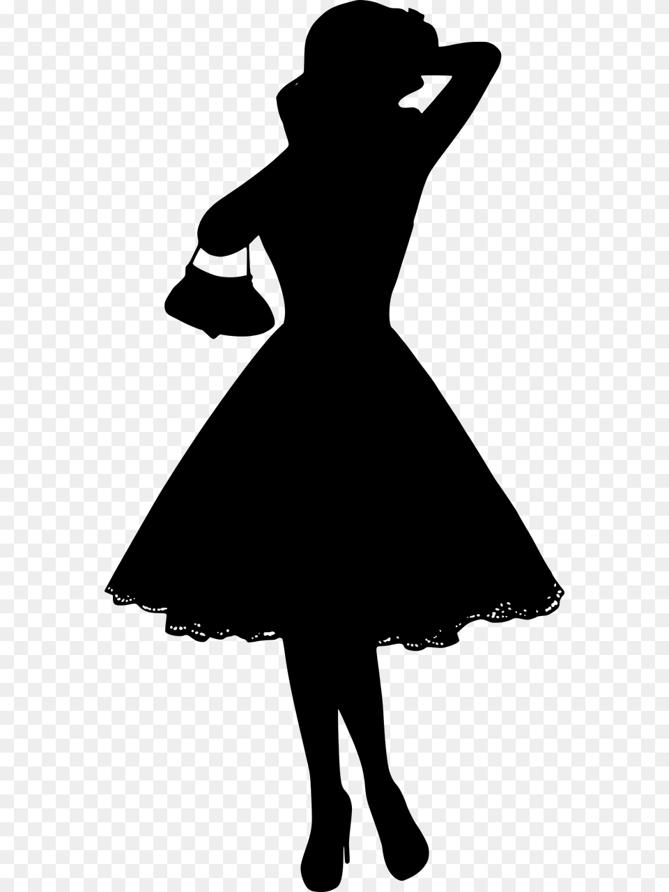 Lady Dress Silhouette, Gray Free Png