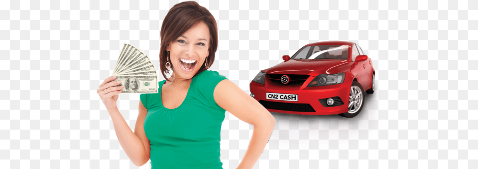 Lady Holding Cash In Hand In Front Of A Car Workbook For Thompson39s Automotive Maintenance Amp, Adult, Woman, Person, Female Png Image