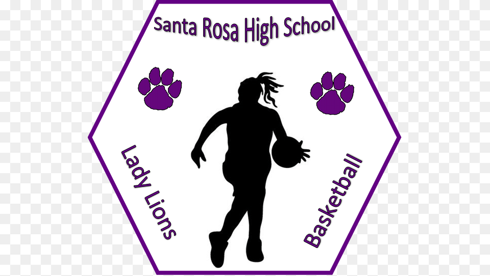Lady Lions Basketball Logo Silhouette Female Basketball Basketball Clipart Black, Purple, Adult, Person, Man Free Png
