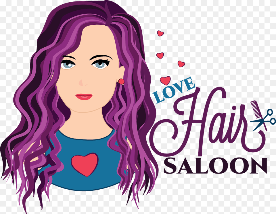 Lady Love Hair Saloon Logo Saloon Logo For Ladies, Purple, Adult, Portrait, Photography Png