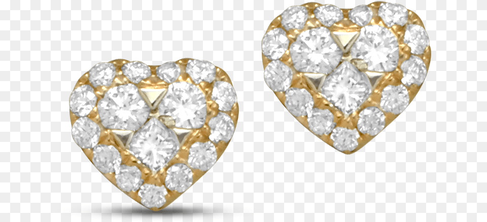 Lady Lovely Rose Gold Diamond Heart Earrings Diamond, Accessories, Earring, Gemstone, Jewelry Free Png Download