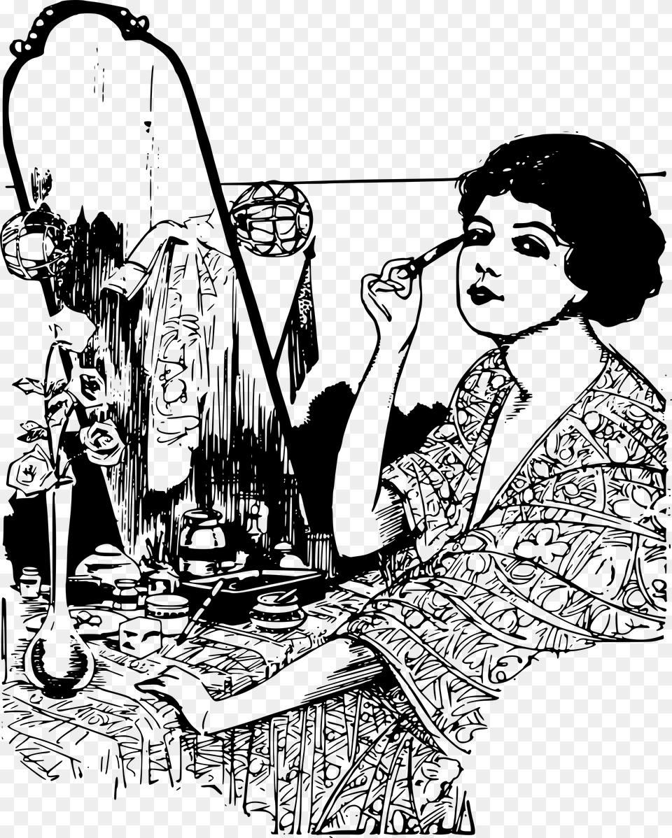 Lady Puts On Makeup Clip Arts Make Up Clipart Black And White, Gray Free Png