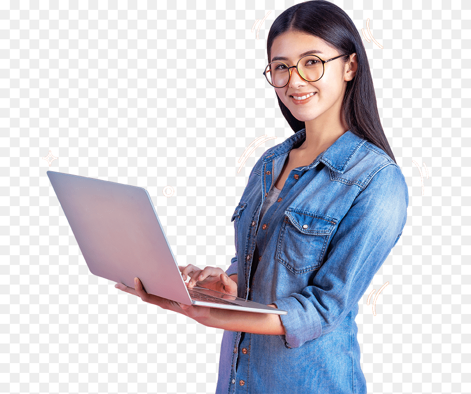 Lady Sitting, Pc, Laptop, Computer, Electronics Free Png Download