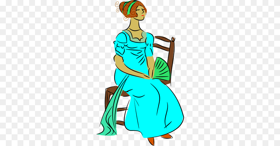 Lady Sitting With Fan Vector Clip Art, Adult, Female, Person, Woman Png Image