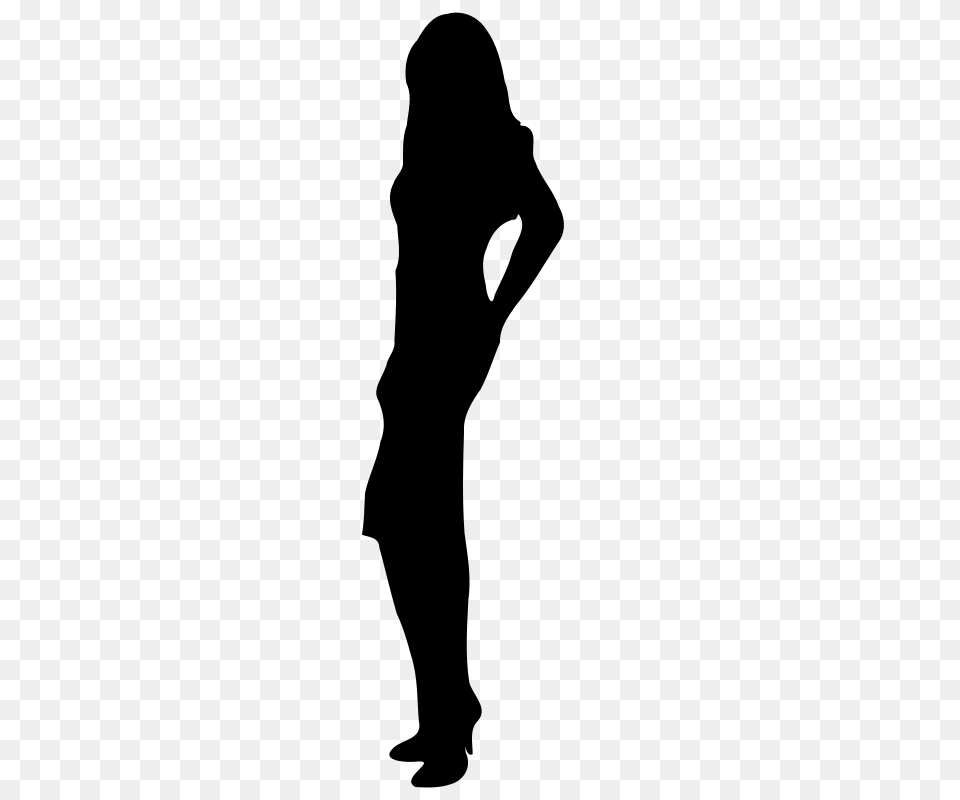 Lady Standing Silhouette Clipart, Gray Png Image