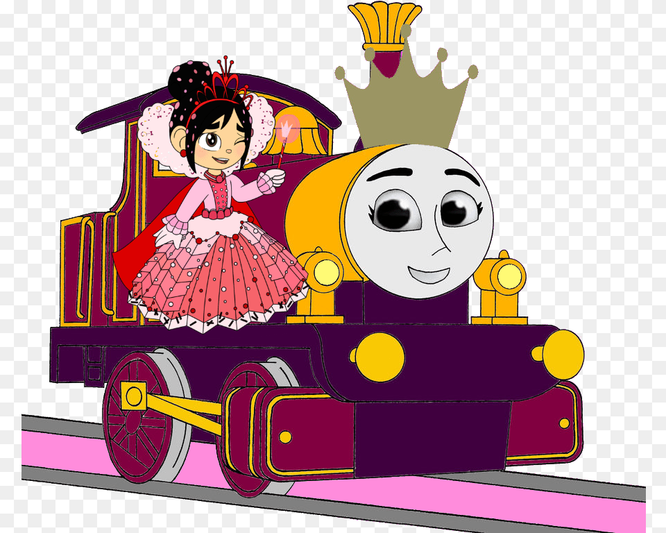 Lady With Princess Vanellope Kiss Thomas And Friends Thomas And Emily, Wheel, Machine, Baby, Person Free Transparent Png