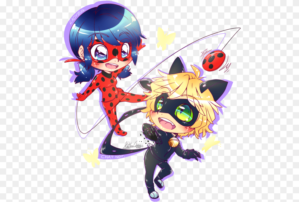 Ladybug And Cat Noir De Ladybug Y Cat Noir Anime, Book, Comics, Publication, Baby Free Transparent Png