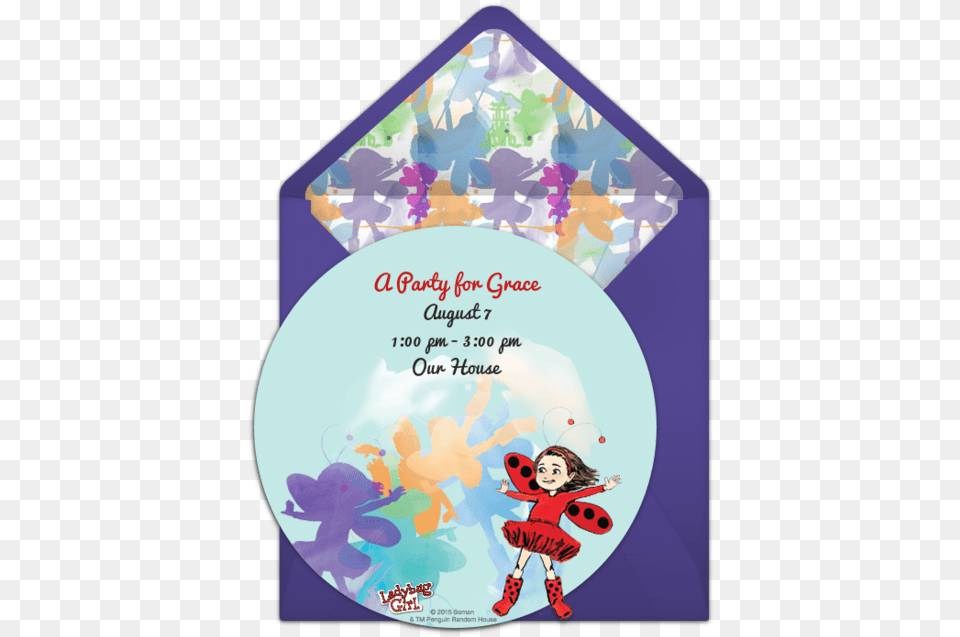 Ladybug Girl Watercolor Online Invitation Marienkfer Mdchen Lulusomersault Karte, Baby, Person, Disk, Dvd Png Image