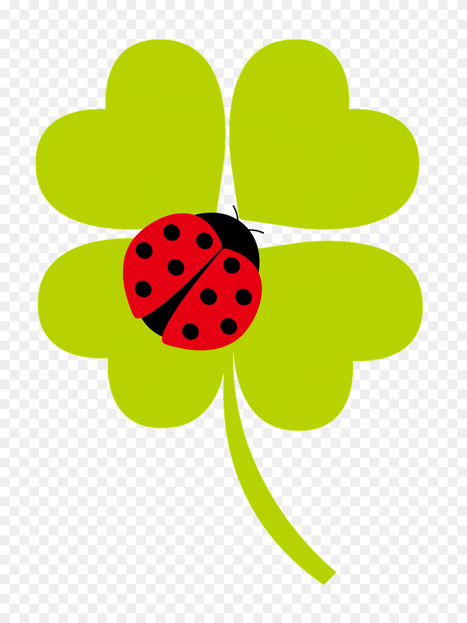 Ladybug On A Clover Leaf Clipart, Pattern, Animal, Invertebrate, Insect Free Transparent Png