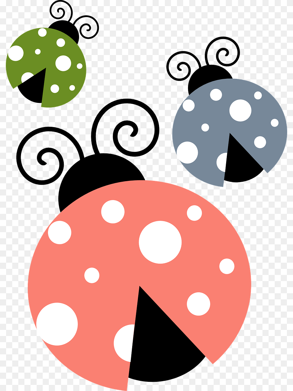 Ladybugs Ladybirds Bugs Colorful Group Three, Pattern Free Png Download
