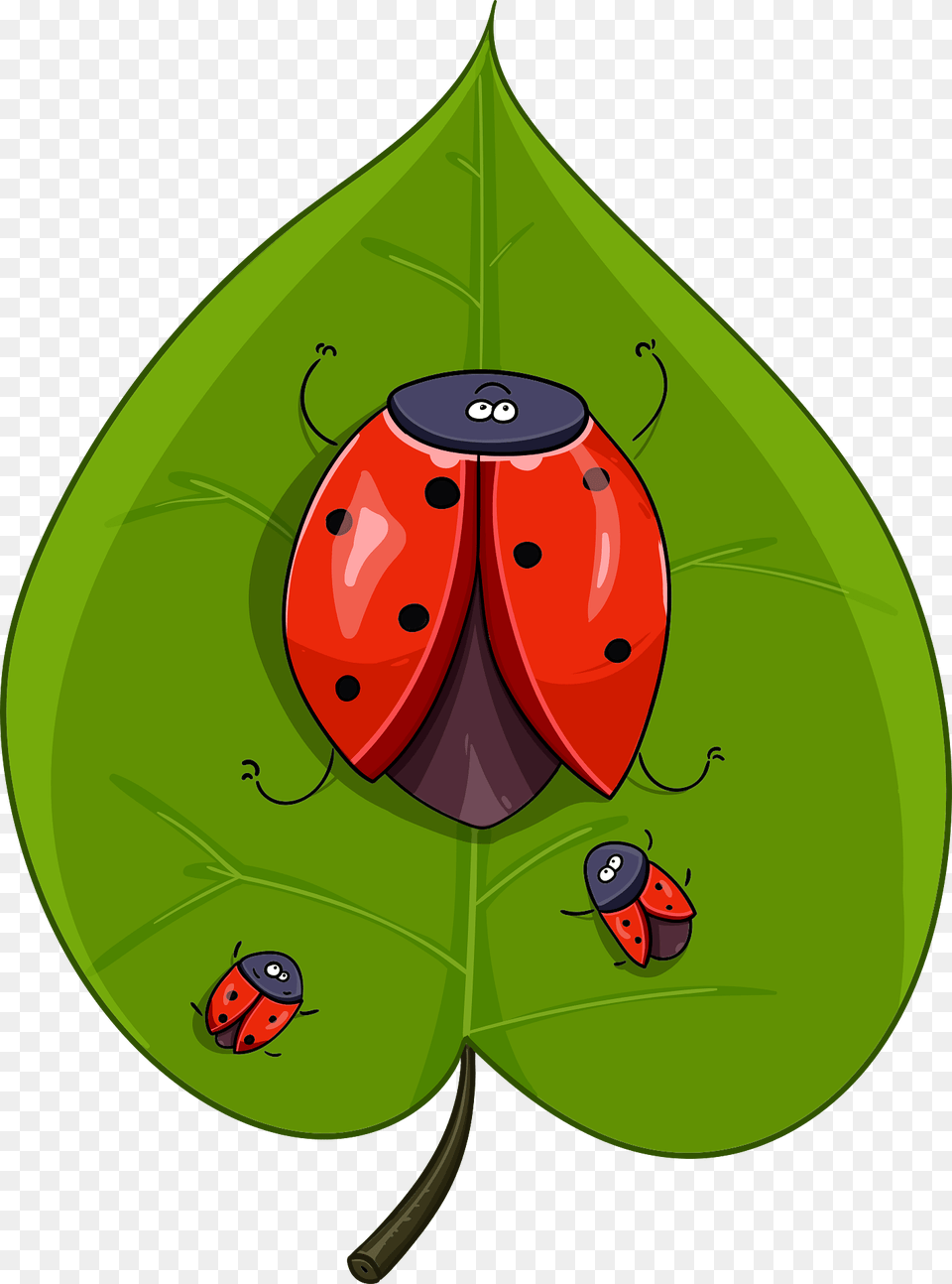 Ladybugs On A Leaf Clipart, Plant, Animal, Fish, Sea Life Png