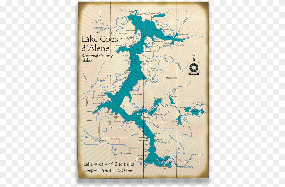 Lake Coeur D Alene Map, Chart, Plot, Atlas, Diagram Free Png