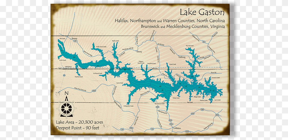 Lake Gaston Map, Chart, Plot, White Board, Text Free Png