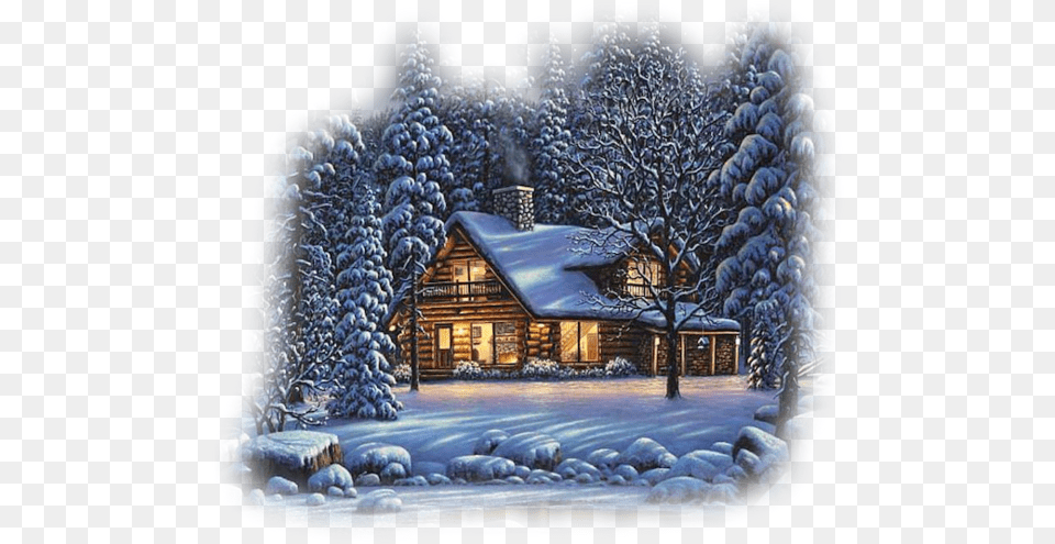 Lake House In Winter, Architecture, Building, Cabin, Housing Free Png Download