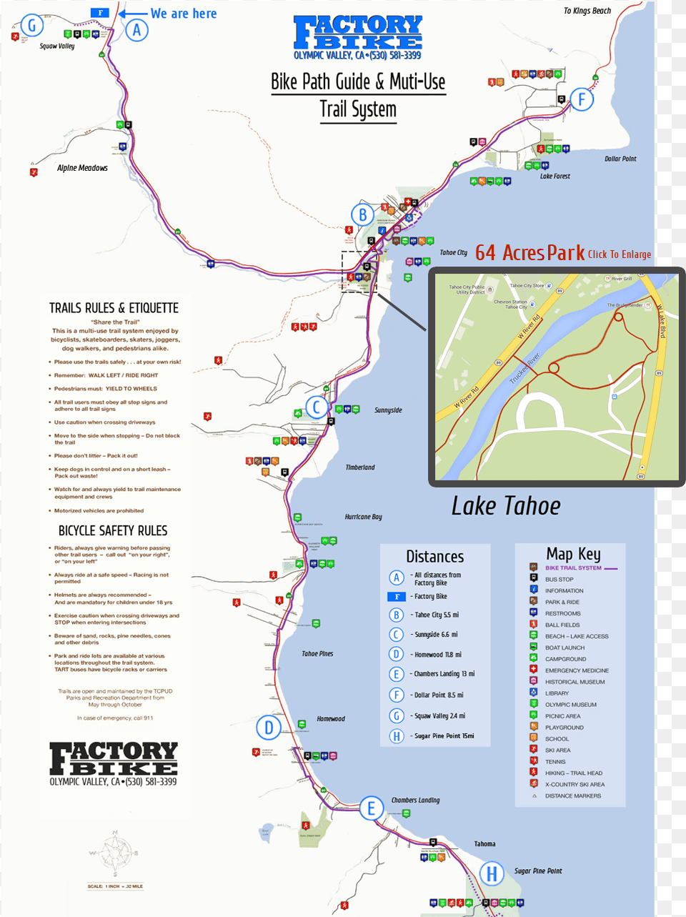 Lake Tahoe Bike Ride Trail Map Map, Chart, Plot Png Image