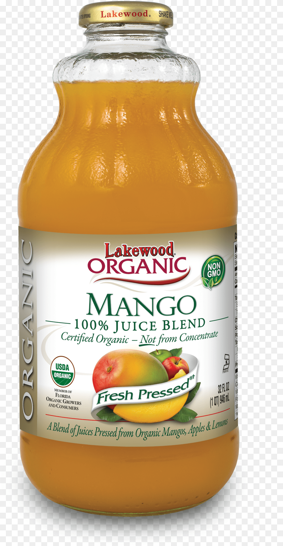 Lakewood Organic Mango Juice Blend 32 Ounce Lakewood Organic Pineapple Juice, Beverage, Orange Juice, Food, Ketchup Free Png