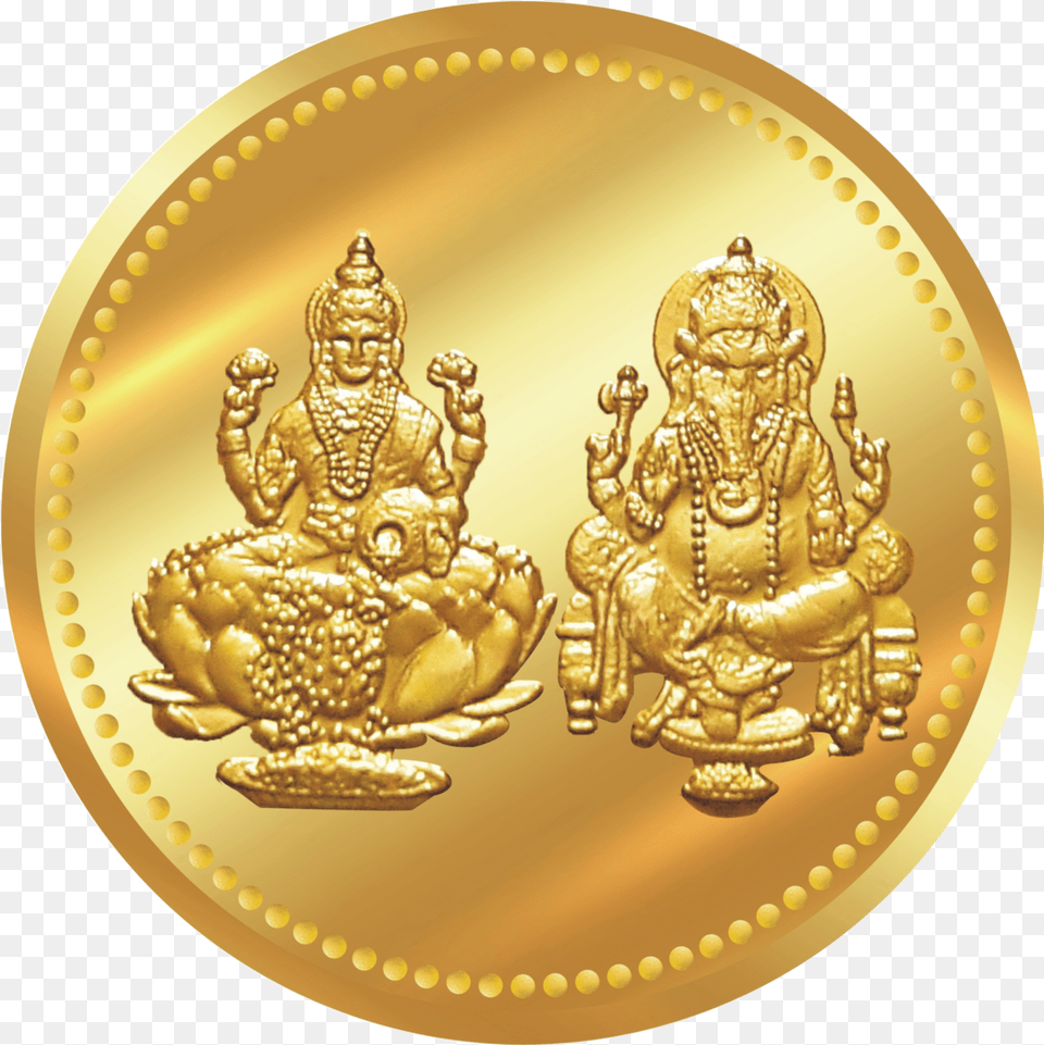 Lakshmi Gold Coin Transparent Image Lakshmi Ganesh Gold Coins, Treasure, Plate Free Png