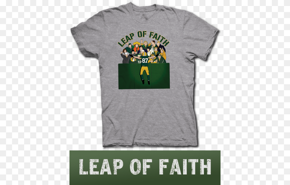 Lambeau Leap Of Faith Green Bay Packers Fan T Shirt Harry Caray T Shirt, Clothing, T-shirt, Boy, Child Free Png