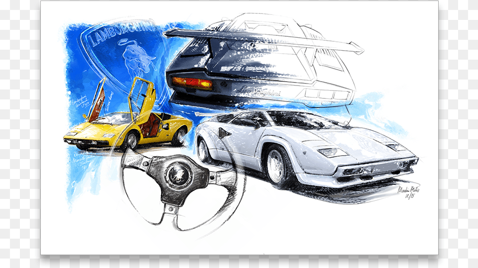 Lamborghini Countach, Art, Car, Vehicle, Transportation Free Transparent Png