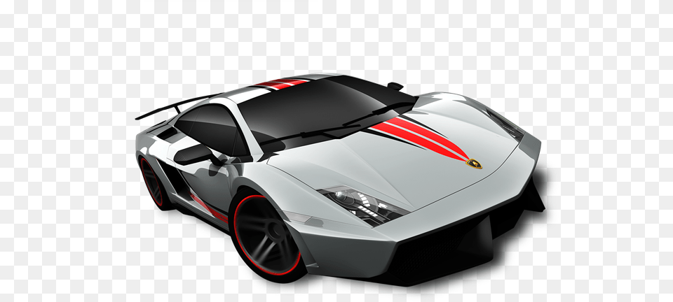 Lamborghini Gallardo Silver W Red Stripe Hot Wheels 2011, Car, Coupe, Sports Car, Transportation Png