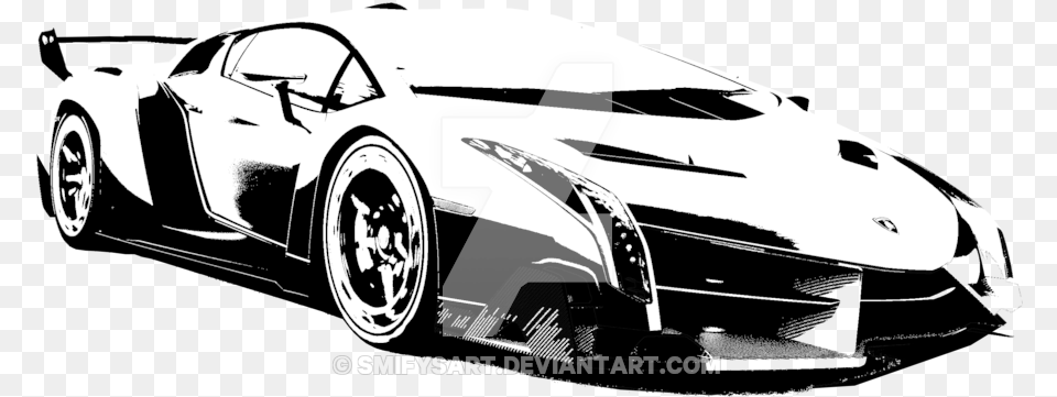 Lamborghini Veneno Outlined In Black By Smifysart Lamborghini Black And White, Machine, Spoke, Wheel, Car Png Image